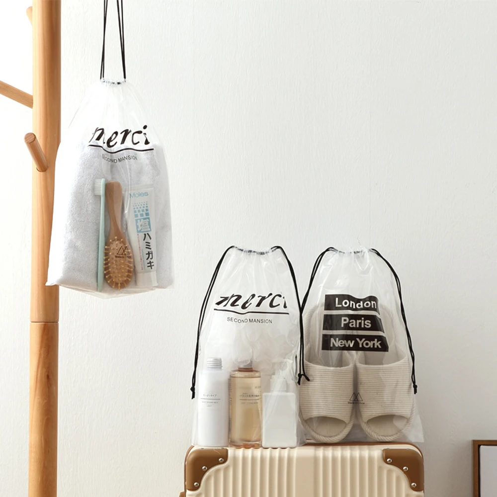 Transparent 5Pcs Travel Water-proof Storage Bag Shoes Underwear Cosmetic Storage Bag Space Saving Storage Bag