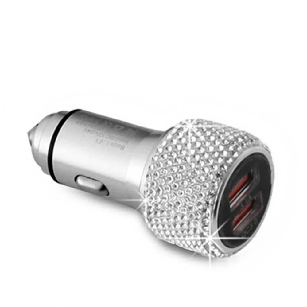 Зарядные устройства с двумя usb-портами Быстрая зарядка автомобильные зарядные устройства защитные молотки зарядные устройства Алмазный Стиль автомобильные зарядные устройства