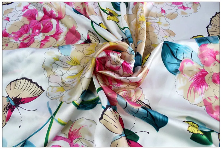 Шелковые ткани для платьев блузки шарфы Одежда метр чистый шелк атлас Шармез 16 мельница Роза Печатных Цветочные высокого класса