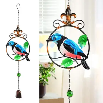 

Metal handmade hummingbird wind chime glass painted ornaments creative home bell wind chime tube pendant home garden decoration