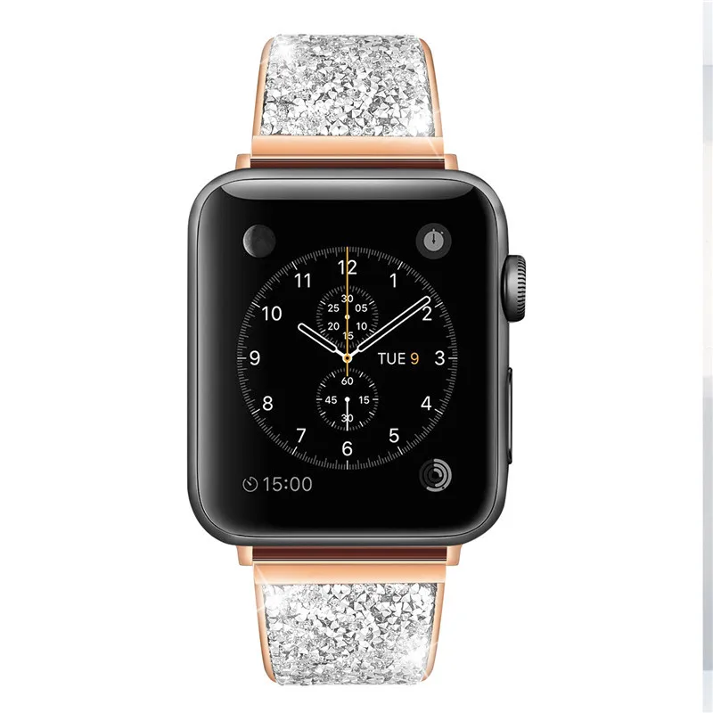 

Diamond Stainless steel loop strap For apple watch band 38/42mm Metal Bracelet for apple watch 4 44/40mm bands for iwatch 3/2/1