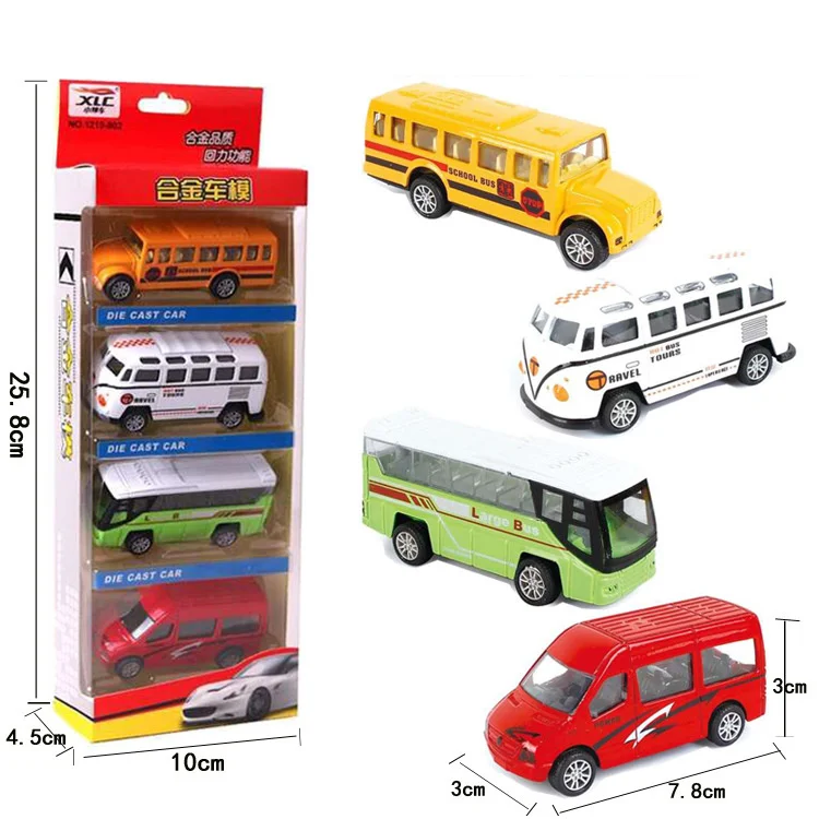 

4pcs/set Alloy Diecast Car Models Pull Back Toy Cars Bus Collection Business car for children kids Christmas gifts