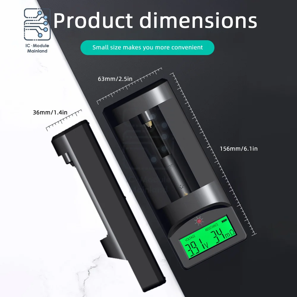 

Digital Display Battery Voltage Internal Resistance Tester 0~999mΩ universal 18650 Lithium Battery AA Detection Electrical Tools
