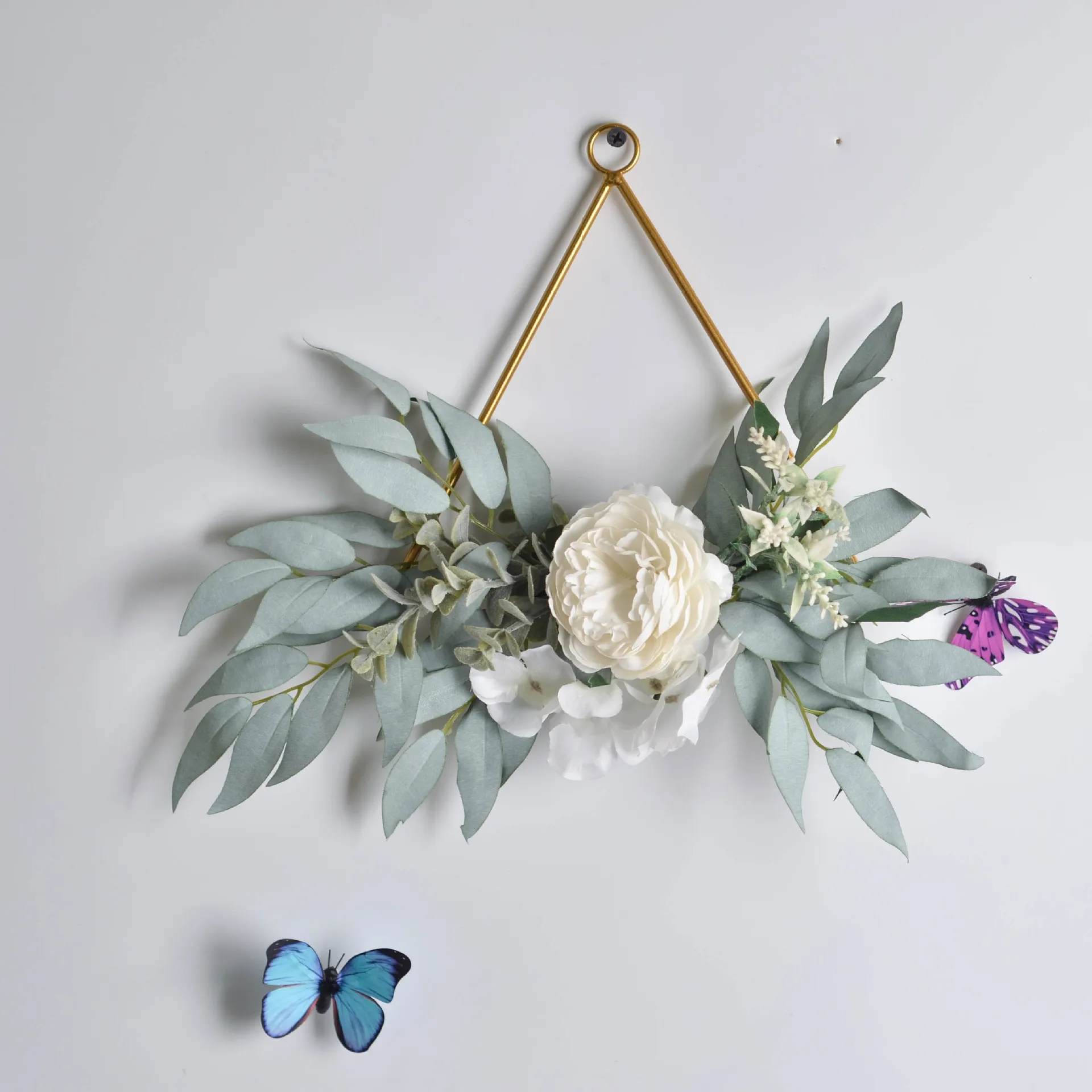Cilected Floral Hoop Wreath Geometric Wire Round Triangle Square Hoop Frame Of Artificial Flower For Wedding Backdrop Wall Decor