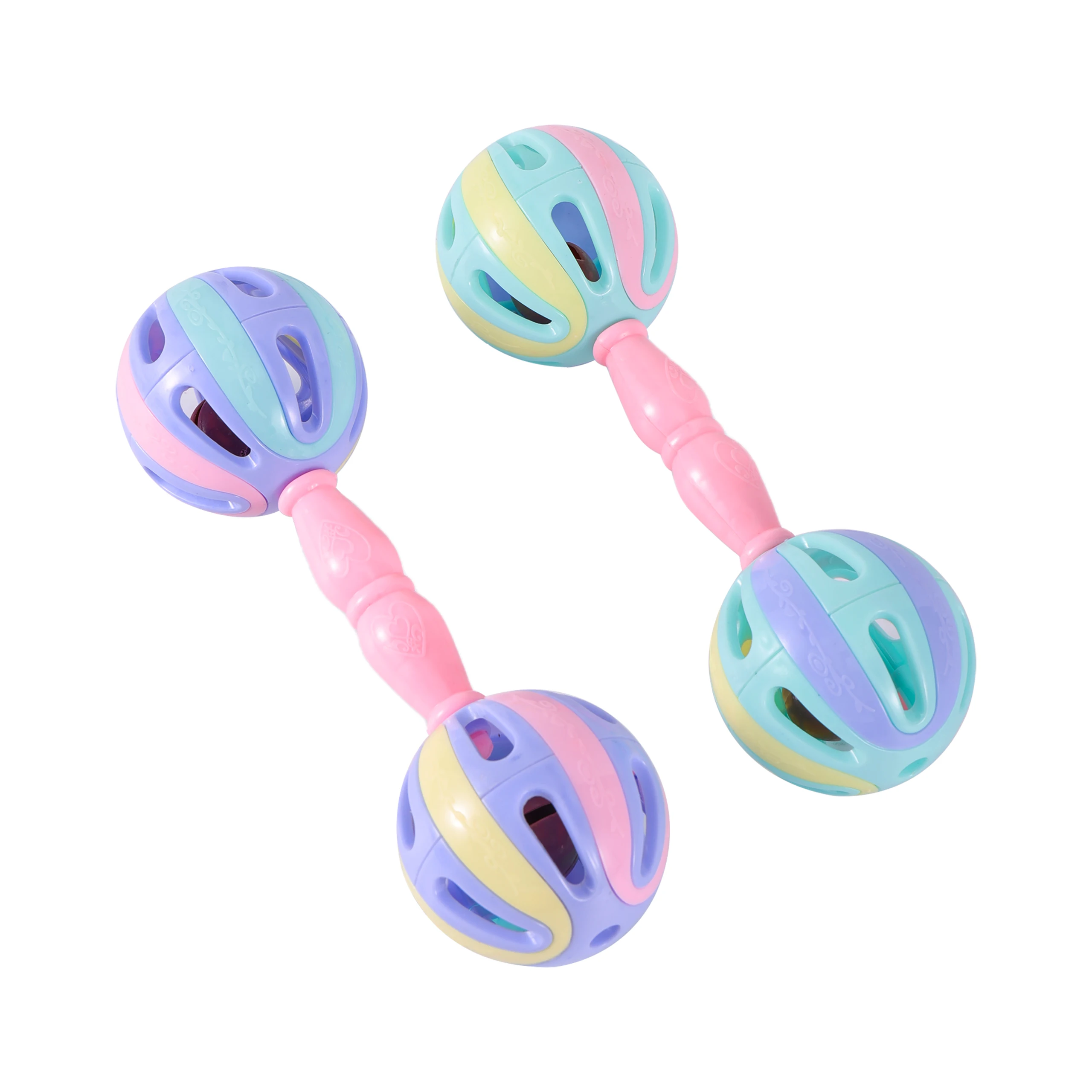 Color Parrot Rattle Toy Interactive Funny Double Headed Hollow Bird Barbell Parrot Toy Bird Bite 2PCS