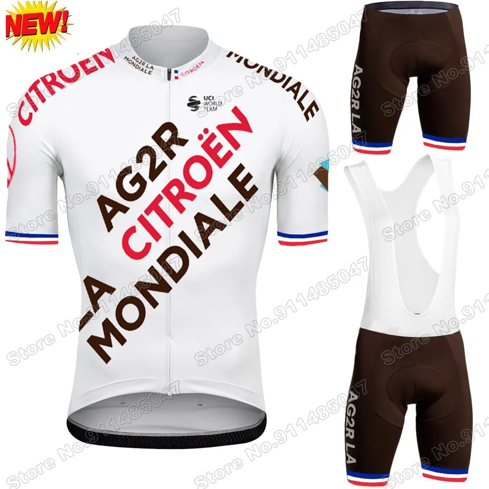 Conjunto de Jersey de ciclismo francés para hombre, Ropa de verano, camisetas de bicicleta de carretera, pantalones cortos, MTB, prendas de vestir Maillot, Ag2r, 2021