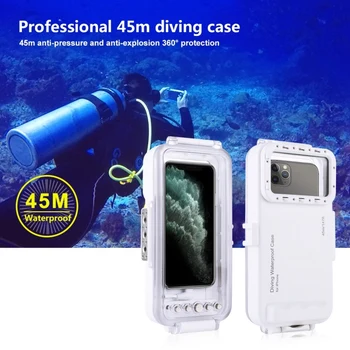 

45M Waterproof Diving Housing Photo Video Taking Underwater Cover Case for iPhone 11, iPhone X, iPhone 8 & 7, iPhone 6S