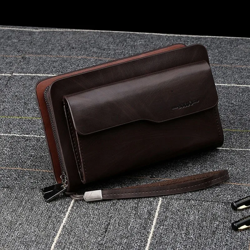 Pochette Wallet Dual Zipper Men's Clutches Portefeuille Homme Lux Passport  Cover Large Capacity Leather Long Grote Portemonnee - Wallets - AliExpress