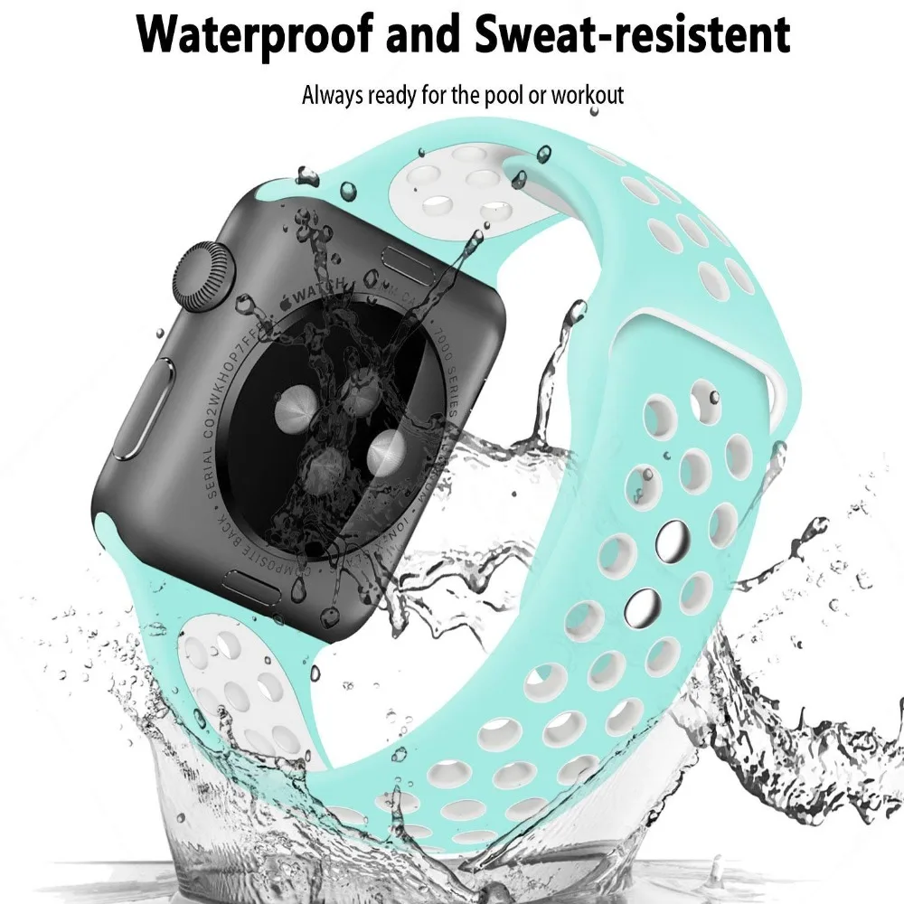 Силиконовый ремешок для apple Watch band 4 (iwatch 5) 44 мм 40 watch 3 2 1 42 38 браслет с двойной