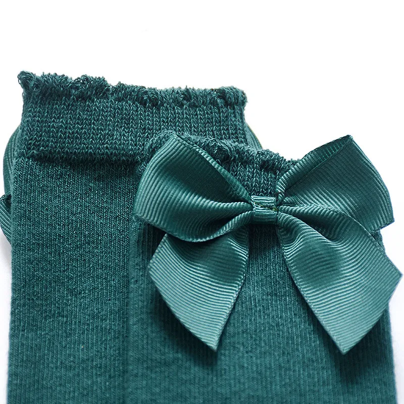 Knee Length Socks Spring Kids Girls Big Bow Knee High Stocking Fashion Lace Accessories