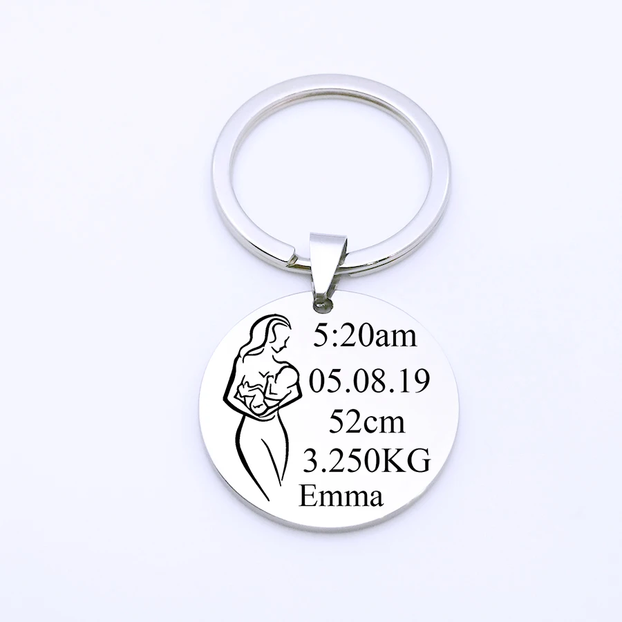 Style 2 mirror Заказной Брелок для ключей с именем рождения и датой рождения для новорожденных, брелок для ключей для папы, мамы, ребенка, подарка, брелок для ключей, Прямая поставка - Цвет: Style 2 mirror