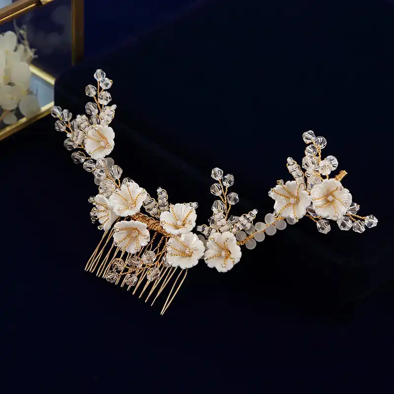 手作り太陽の花花嫁バレッタヘアバンドとイヤリングクリスタルブライダルヘアピンヘッドバンドウェディングアクセサリー ヘアジュエリー Aliexpress