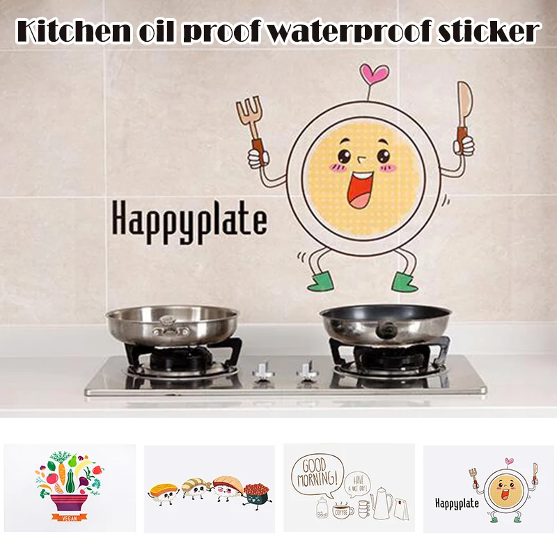 Мультфильм Анти загрязнения кухня масло ПЭТ наклейки на стену плита Декор Фреска