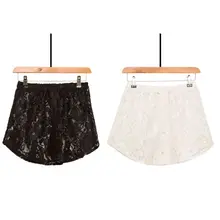 Женские вязаные крючком полые цветочные кружева поддельные ложные подол кнопка вниз Съемная юбка декоративная Талия Фартук