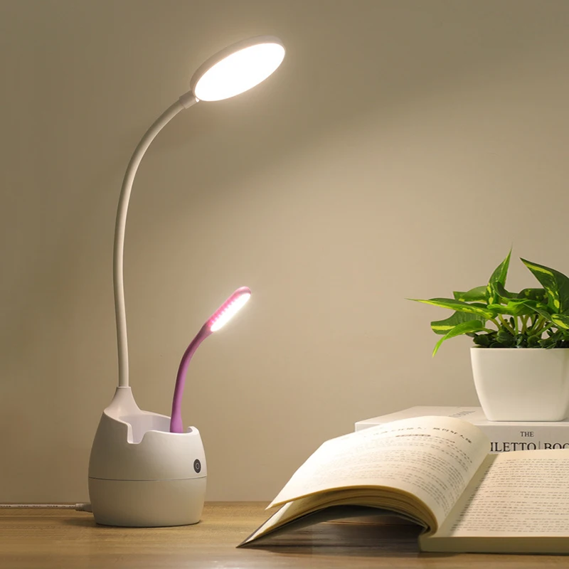Мини USB СВЕТОДИОДНЫЙ книжная лампа для чтения настольная лампа настольная ручка держатель мобильного телефона для детей Колледж студенческого общежития обучения
