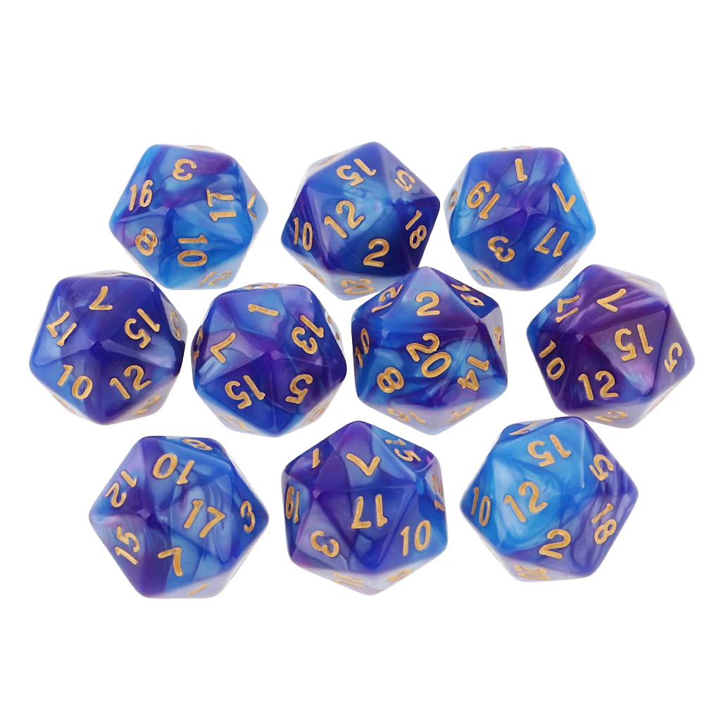 20 Sided D20 Dices Double Colors Dice for Playing Dungeons and Dragons D&D RPG Board Game Favours and Math Teaching, Pack of 10