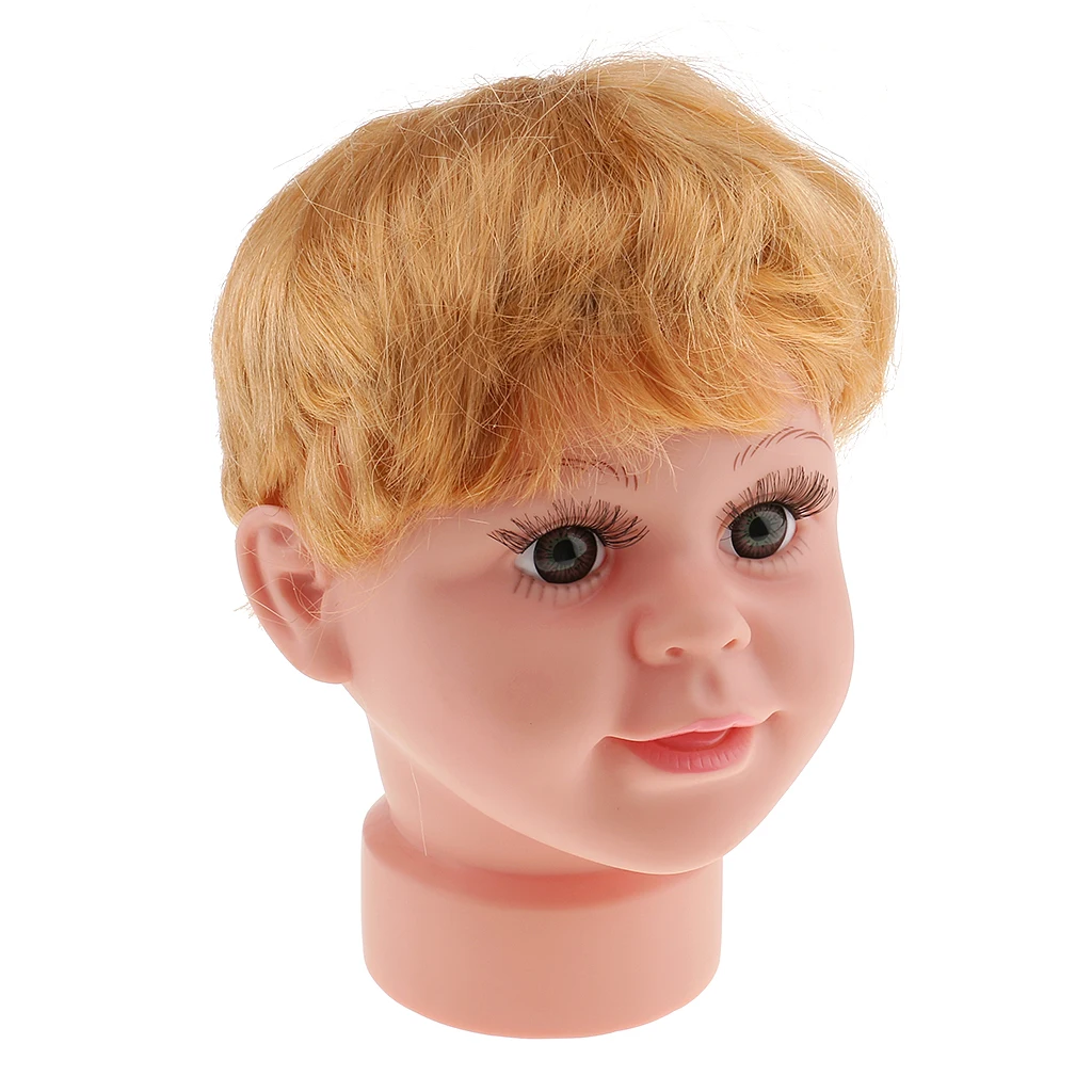 7.2 inch Tall Baby Boy Mannequin Manikin Head Stand Model with Wig for Kids Child Sun Glasses Hat Cap Display