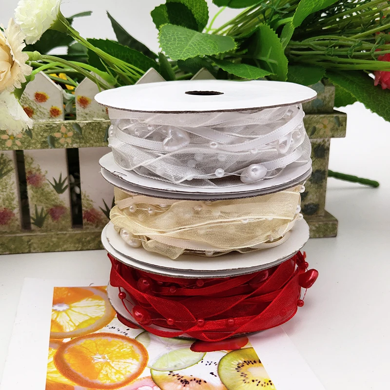 Искусственный жемчуг, выслушиваемые бусины, цепь, Organdy Organza Garland DIY, Свадебная вечеринка, подарочная упаковка, букет невесты, украшение для волос