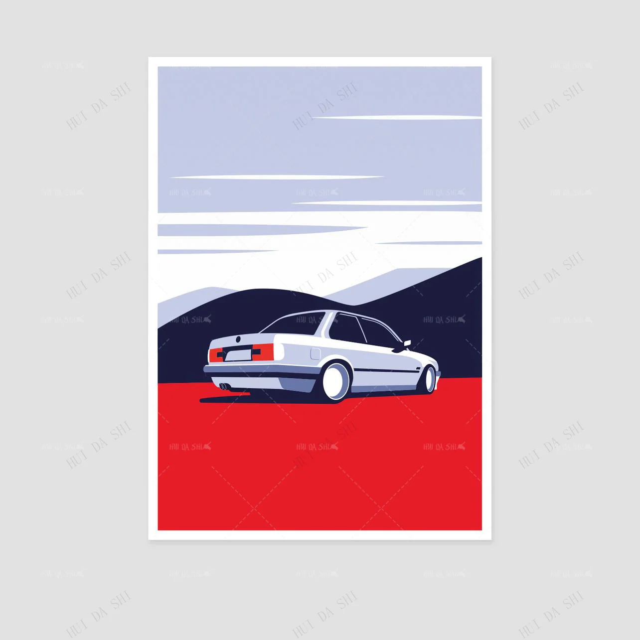 Bmw E28 M3 0自然な白美しいのためのキャンバスに印刷されたデザイン ギフト アート車 イラスト 車のポスター 誕生日パルティ Painting Calligraphy Aliexpress