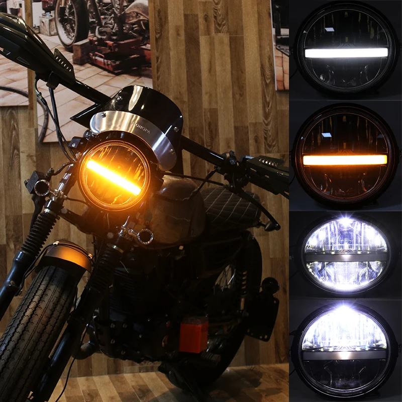 Универсальный мотоцикл LED налобный фонарь AC/DC 12V Moto головной светильник Ретро