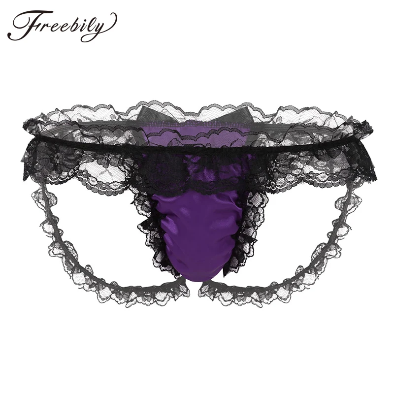 

Mens Sissy Lingerie Panties Gay Jockstraps Pouch T-back Frilly Ruffled Lace Bikini Thong Briefs Crossdress Sexy Underwear
