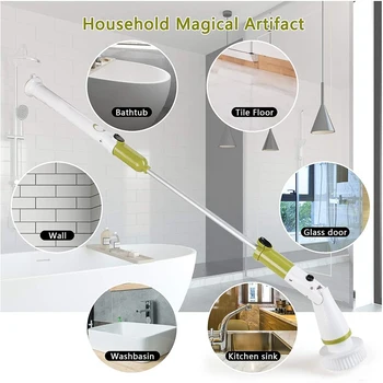 

Electric Spin Scrubber 360 Cordless Tub and Tile Scrubber with 4 Replaceable Shower Scrubber Brush Heads Green-US Plug
