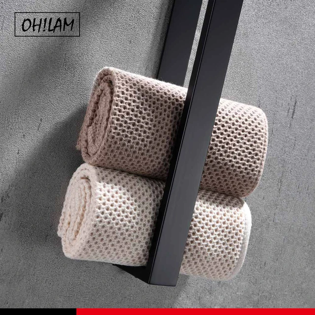 Self Adhesive Towel Rack 400mm Modern Stick on Wall Bath Towel Bar Hook No  Drilling Holder SUS304 Stainless Steel Matte Black - AliExpress