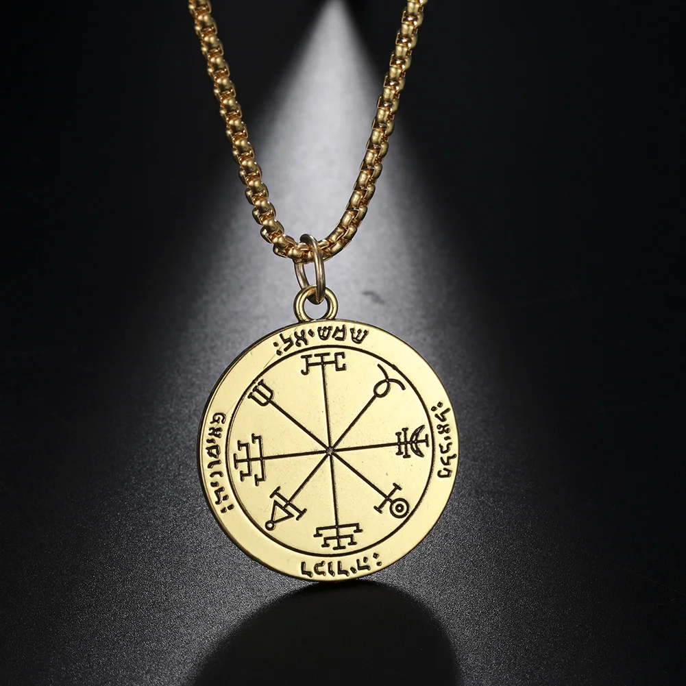 VASSAGO First Pentacle Of The Sun Pendant Necklace - Stainless Steel Talisman, Key Of Solomon Seal, Unisex - View #4