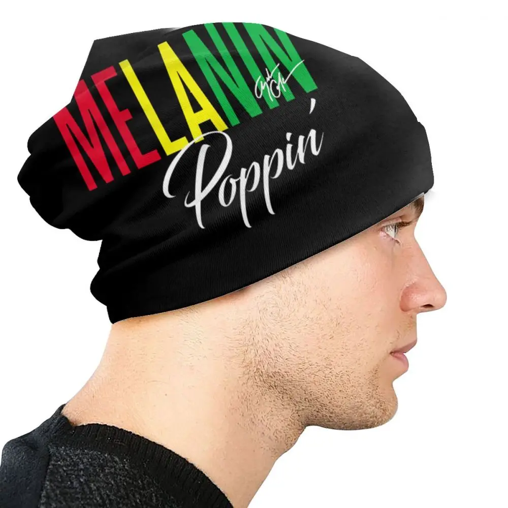 Melanin Poppin, логотип, унисекс, для взрослых, Повседневная шапка, уличная, ветрозащитная, вязанная, лыжная, с рукавом, Skully, шапочки, шапка
