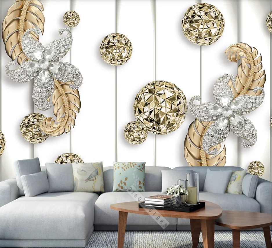 Papel de parede personalizado 3d mural jóias em relevo simples moda novo estilo chinês tulipa fundo ouro rendas jóias flor murais 28 Hd111bf6321c5404f8ba222ce887667972