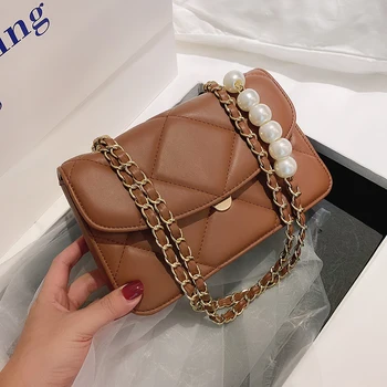 

Pearl Chian Designer Branded Small PU Leather Crossbody Bags for Women 2020 Trend Shoulder Handbags Travel Trending Hand Bag