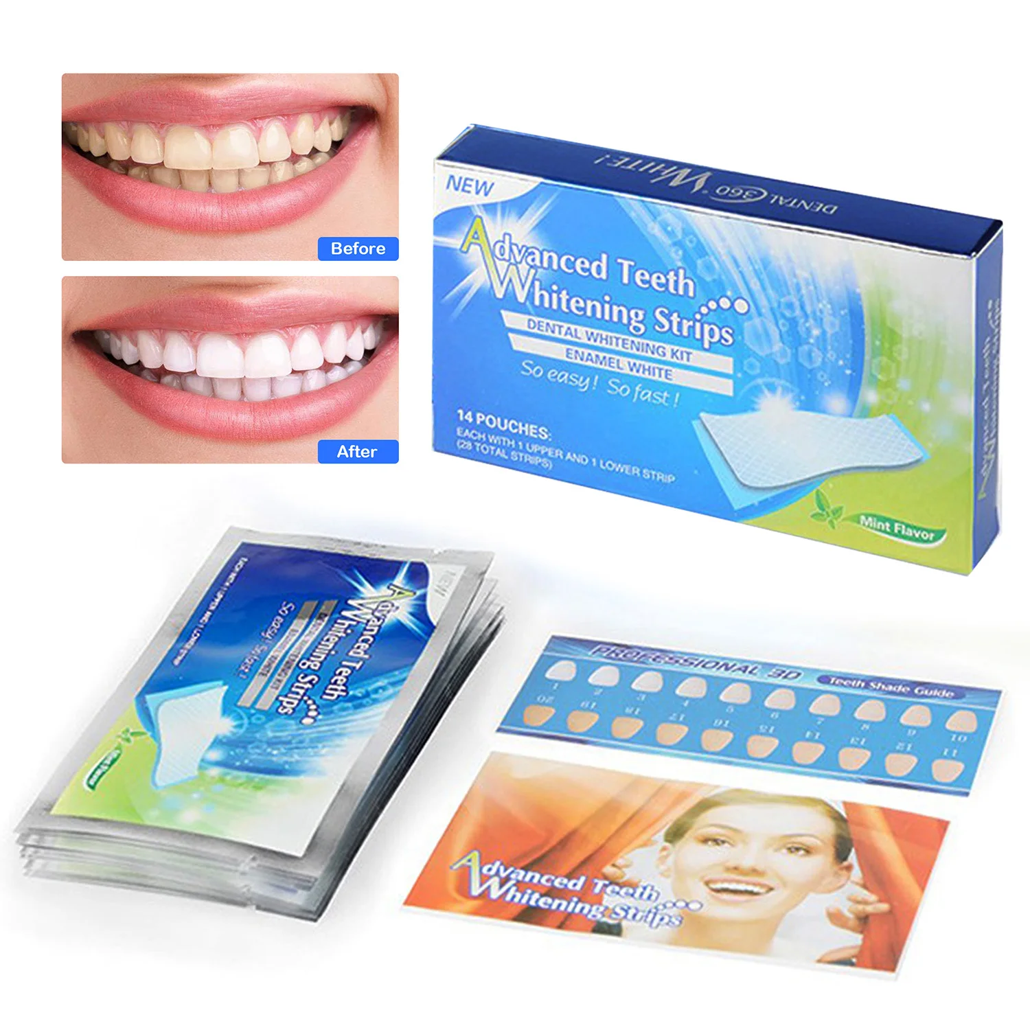 

7 Sheets Teeth Whitening Strips Dental Whitener Sticker Teeth Care Supplies for Tooth Stain Purifying tooth whitening