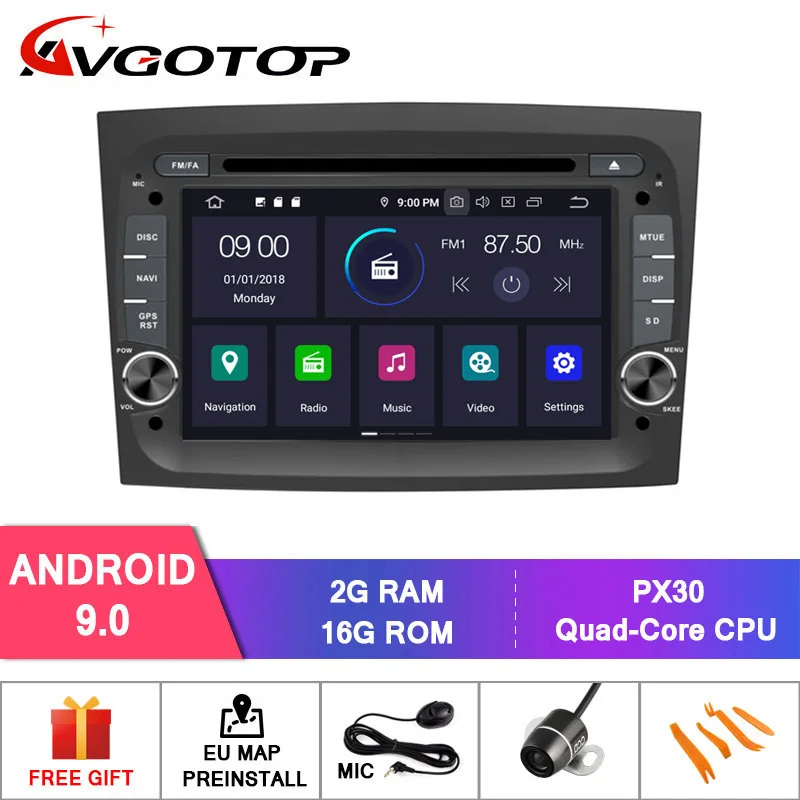

AVGOTOP Android 9.0 4GB+64GB CAR DVD PLAYER for FIAT DOBLO 2015 IPS HD Screen NAVIGATION