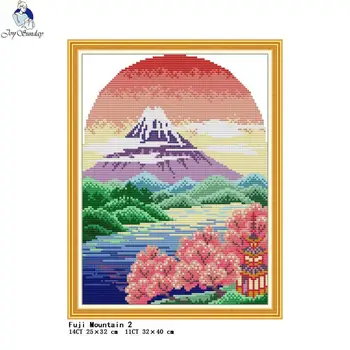 

Fuji Mountain 2 scenery pattern cross stitch kit 11CT 14CT count printed fabric embroidery DIY needlework sewing home decoration