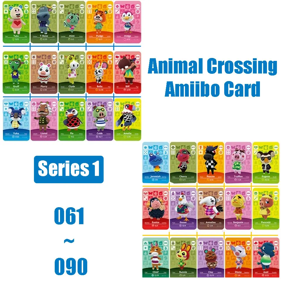 

Animal Crossing Card Amiibo Card NS Switch 3DS Game Lobo Card Set NFC Cards Physical card optional game card Series 1 (061-090)