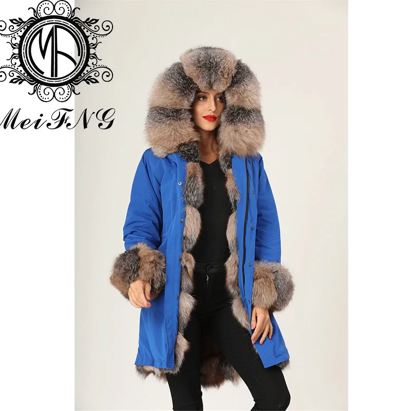 Customzied цвет длинный Электрический Синий Женский Тренч с мехом зимний повседневный дизайн икона