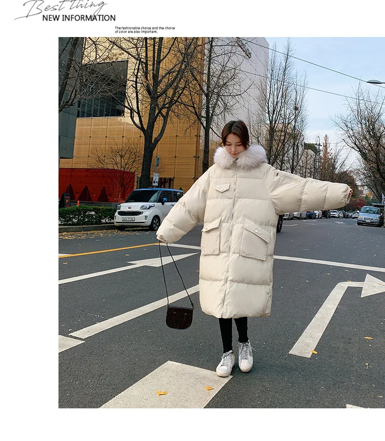 Модное Длинное хлопковое пальто для фотосессии, зима, стиль, Ретро стиль, шик, свободный крой, с капюшоном, большой меховой воротник, хлопок, Coa