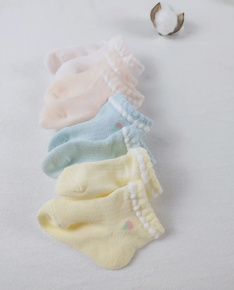 Thin 0-6 Month Men And Women BABY'S Socks Combed Cotton Strawberry Infant Mesh Socks Breathable Haining Children's Socks