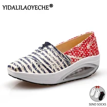 Модная женская обувь повседневная парусиновая нескользящая обувь на плоской подошве с принтом г. Весенне-осенняя женская обувь lok fu с закрытым носком