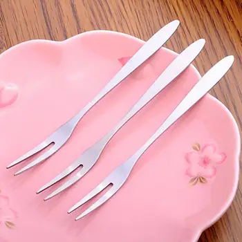 

Stainless Steel Two-tine Fruit Fork Snack Cake Dessert West Tableware Fruit Forks Cafeteria Home Flatware Kitchen Accessories