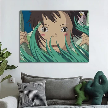 

Poster Wall Art Canvas Painting Nordic Style Spirited Away Animation Film And Television Modular Pictures Home Decor Print Frame