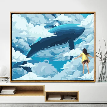 

Sky Blue Paintings By Numbers DIY Pictures Oil Coloring By Numbers Set Gift Drawing By Numbers Canvas Decor New Arrivals