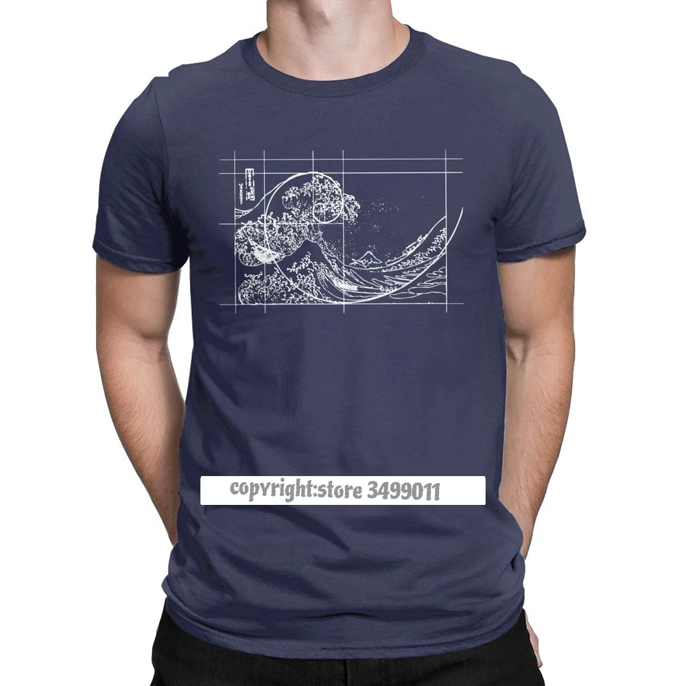 Hokusai соответствует Fibonacci Мужская футболка с золотым соотношением сторон
