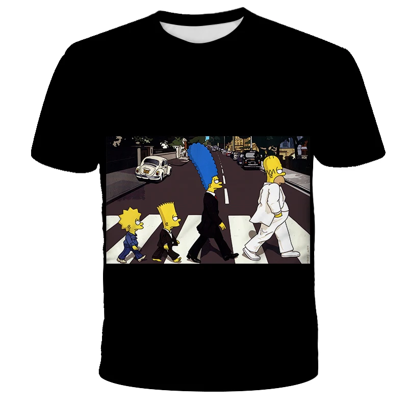 Новая летняя футболка с аниме, мужская и женская футболка с 3D принтом Симпсона, Повседневная футболка с коротким рукавом и забавным круглым вырезом в стиле Харадзюку для мальчиков - Цвет: T3829