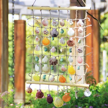 

Creative Natural Shell Tapestry Home Wall Decoration Door Curtain Marine Style Conch Wall Hanging Curtain Cameo Shell Decor