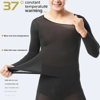 

Men Seamless Elastic Thermals Inner Wear Constant Temperature Ultra-thin Underwear Suit Top Pants FDC99
