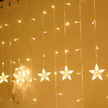 

3/4m LED Curtain Lamp Fairy String Star Light Christmas Fairy Lights Star Garland Window Curtain Indoor Festival Decoration EU
