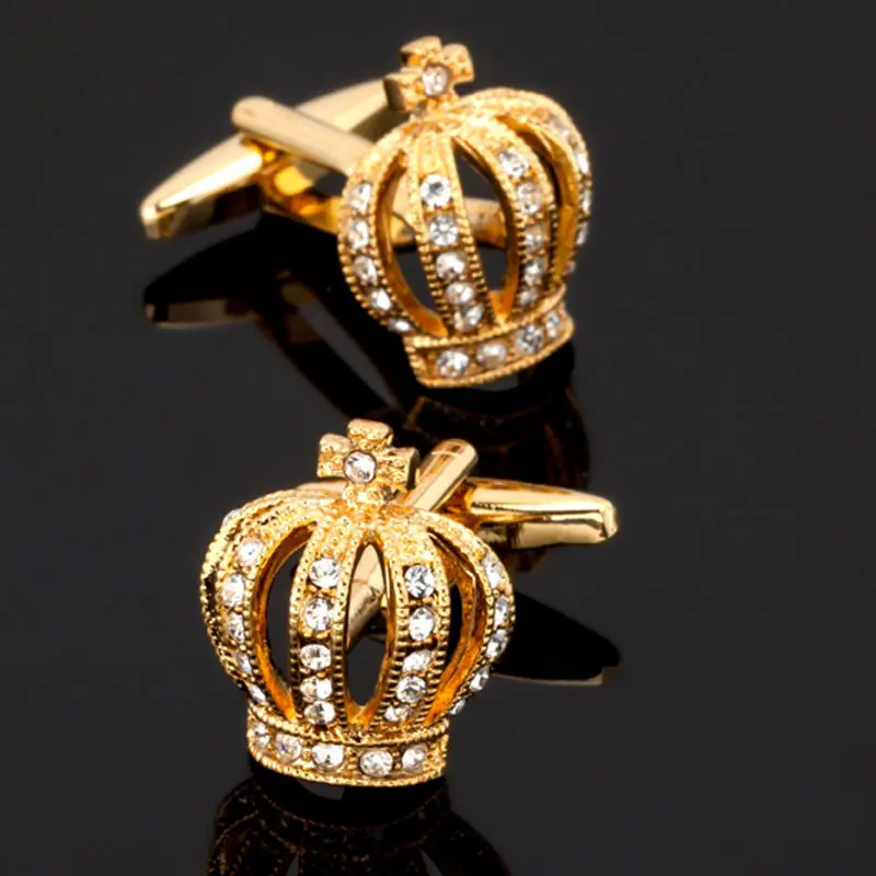 Golden Cufflinks Dice Maple Leaf Music Playing Card Dragon for Men's Wedding Shirt Badge Pin Gifts Crystal Cufflinks