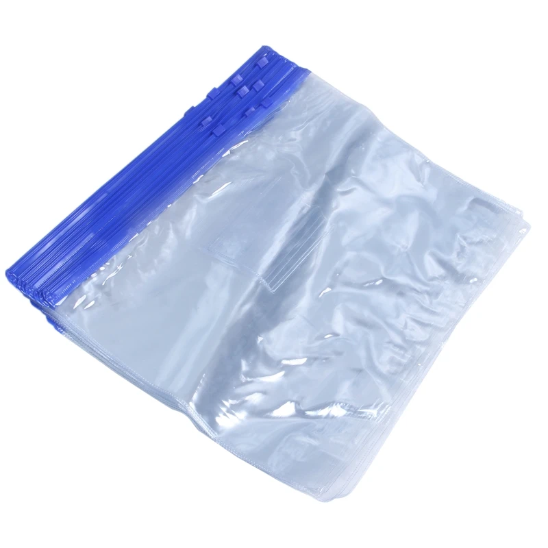 

20 pieces Transparent Blue Plastic Bag with a Zipper Slide Holder A4 Paper Bag