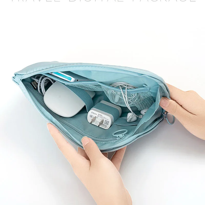 Muchacha Trendy Twill Nylon Travel Mobile Gadget USA Cable Devices Insertion Organizer Flight Pilot Digital Storage Pouch Bag